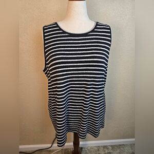 Chico's Zenergy Black & Gray Striped Knit Tank Size 4 (20/22) 6407